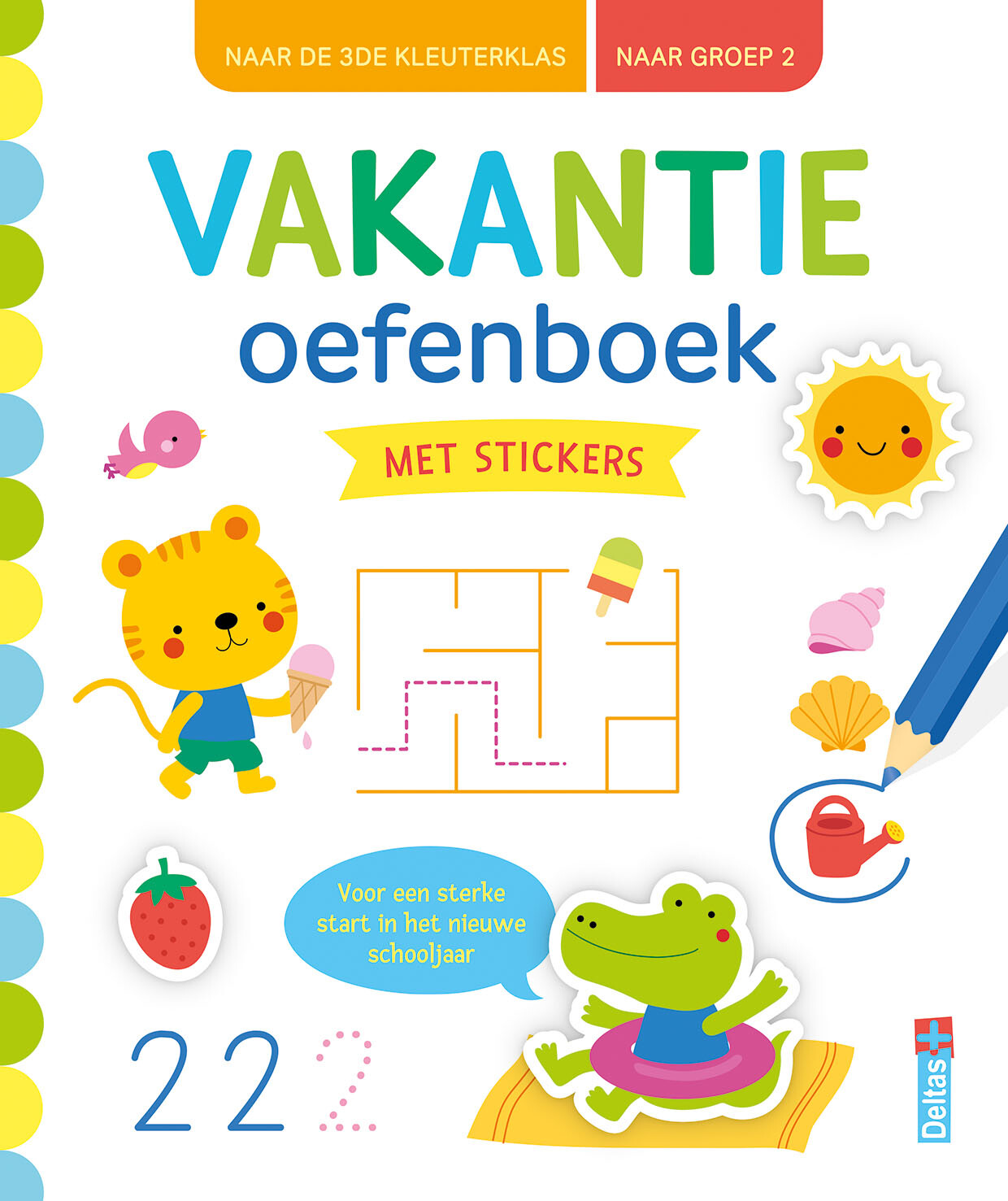Vakantie oefenboek met stickers  (naar de 3de kleuterklas / naar groep 2)