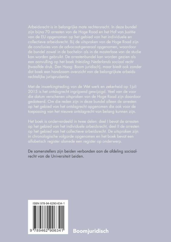Arresten Arbeidsrecht / Boom Jurisprudentie en documentatie achterkant