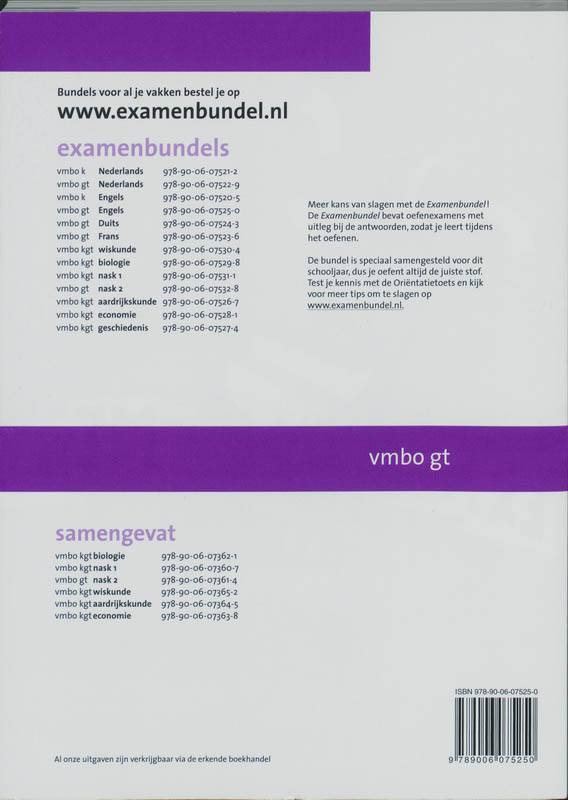 Examenbundel / 2009/2010 Vmbo-Gt Engels achterkant