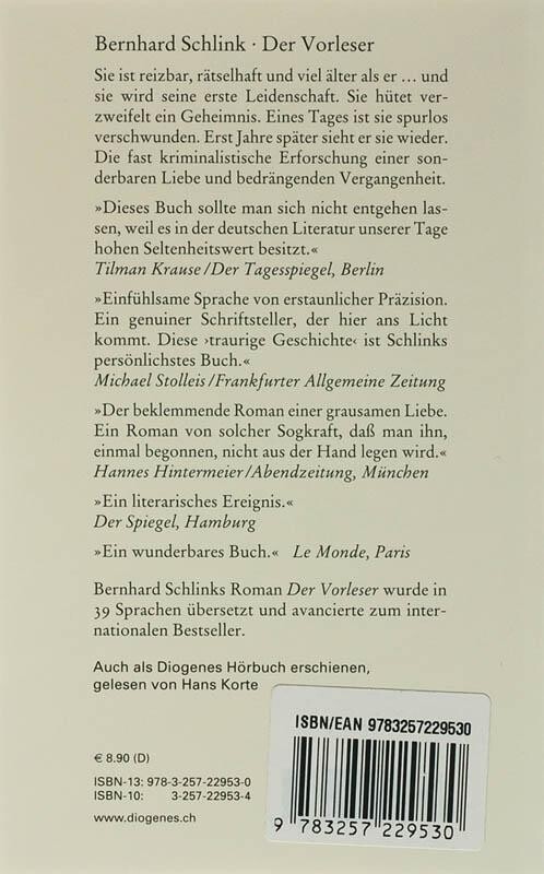 Der Vorleser / Diogenes Taschenbuch / 22953 achterkant
