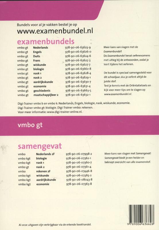 Examenbundel Vmbo-gt; Biologie; 2015/2016 achterkant