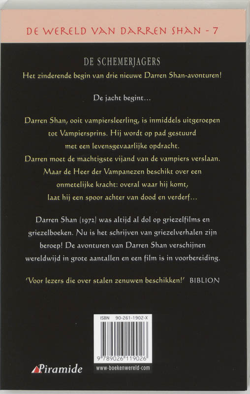 De schemerjagers / De wereld van Darren Shan / 7 achterkant