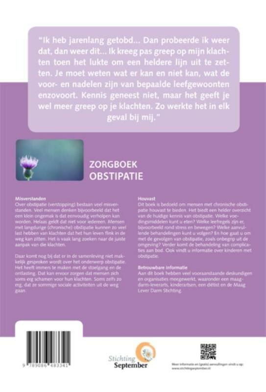 Zorgboek obstipatie / Zorgboek achterkant