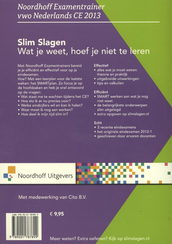 Nederlands vwo CE2013 Noordhoff Examentrainer achterkant