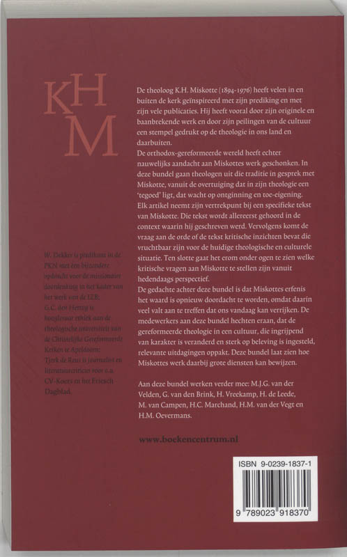 Tegoed Van  K H Miskotte achterkant