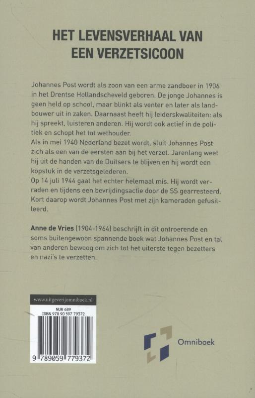 De levensroman van Johannes Post achterkant