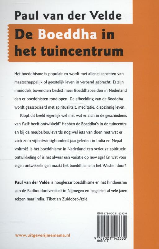 De Boeddha in het tuincentrum en andere populaire beelden van het boeddhisme achterkant