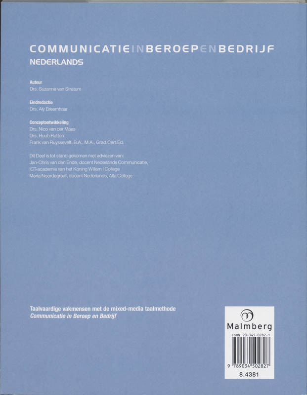 Communicatie in Beroep en Bedrijf Techniek Nederlands niveau 3/4 1 achterkant