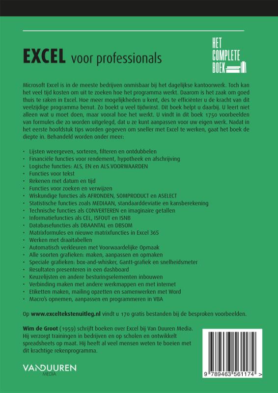 Het complete boek Excel voor professionals, 4e editie / Het complete boek achterkant