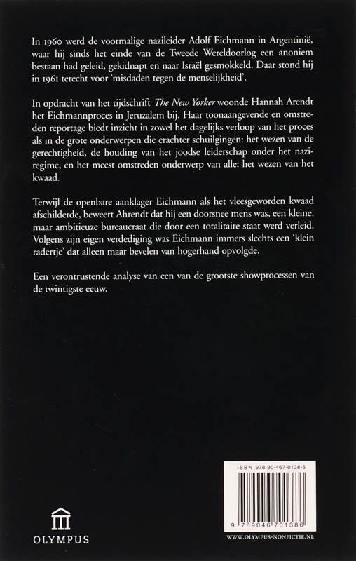 Eichmann in Jeruzalem / Olympus achterkant