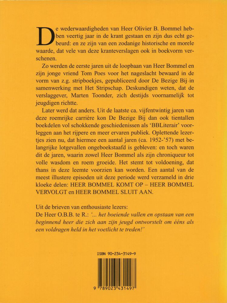 Heer Bommel vervolgt / BB-literair achterkant