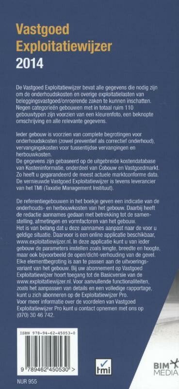 Vastgoed exploitatiewijzer / 2014 achterkant