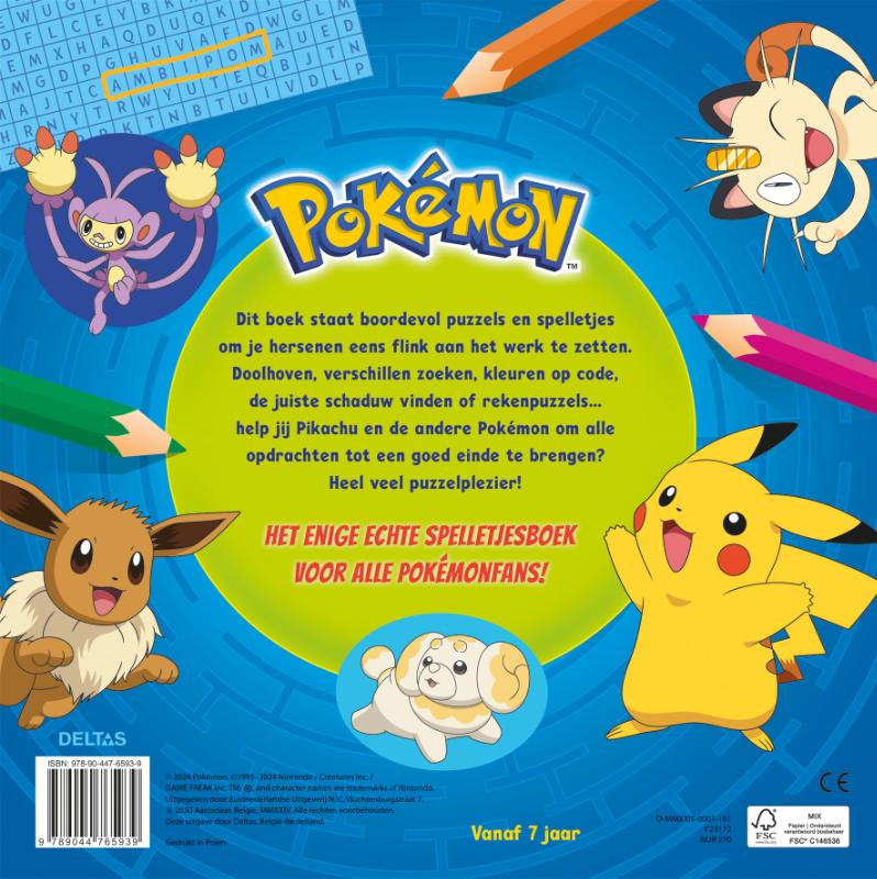 Pokémon spelletjesboek achterkant