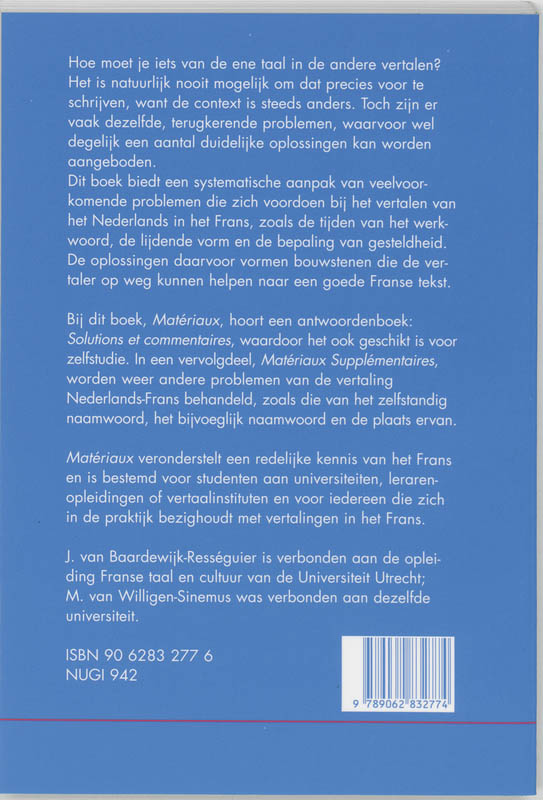 Materiaux pour la traduction du neerlandais en francais achterkant