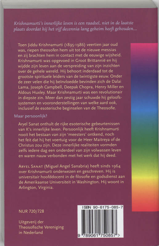 Het Innerlijke Leven van Krishnamurti achterkant
