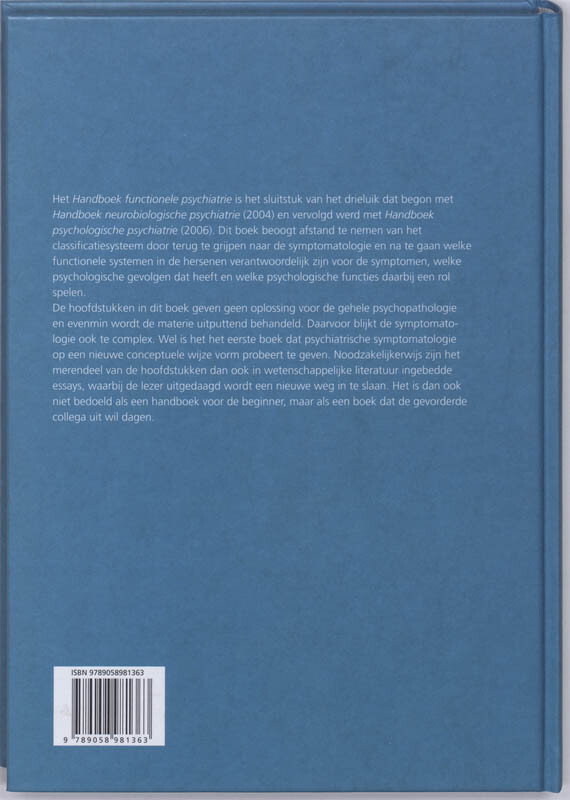 Handboek Functionele Psychiatrie Handboek Functionele Psychiatrie achterkant