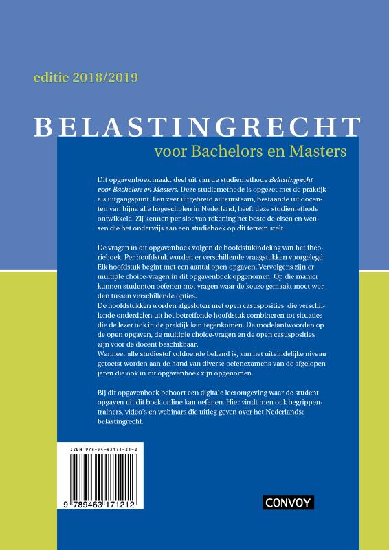 Belastingrecht voor Bachelors en Masters 2018/2019 achterkant