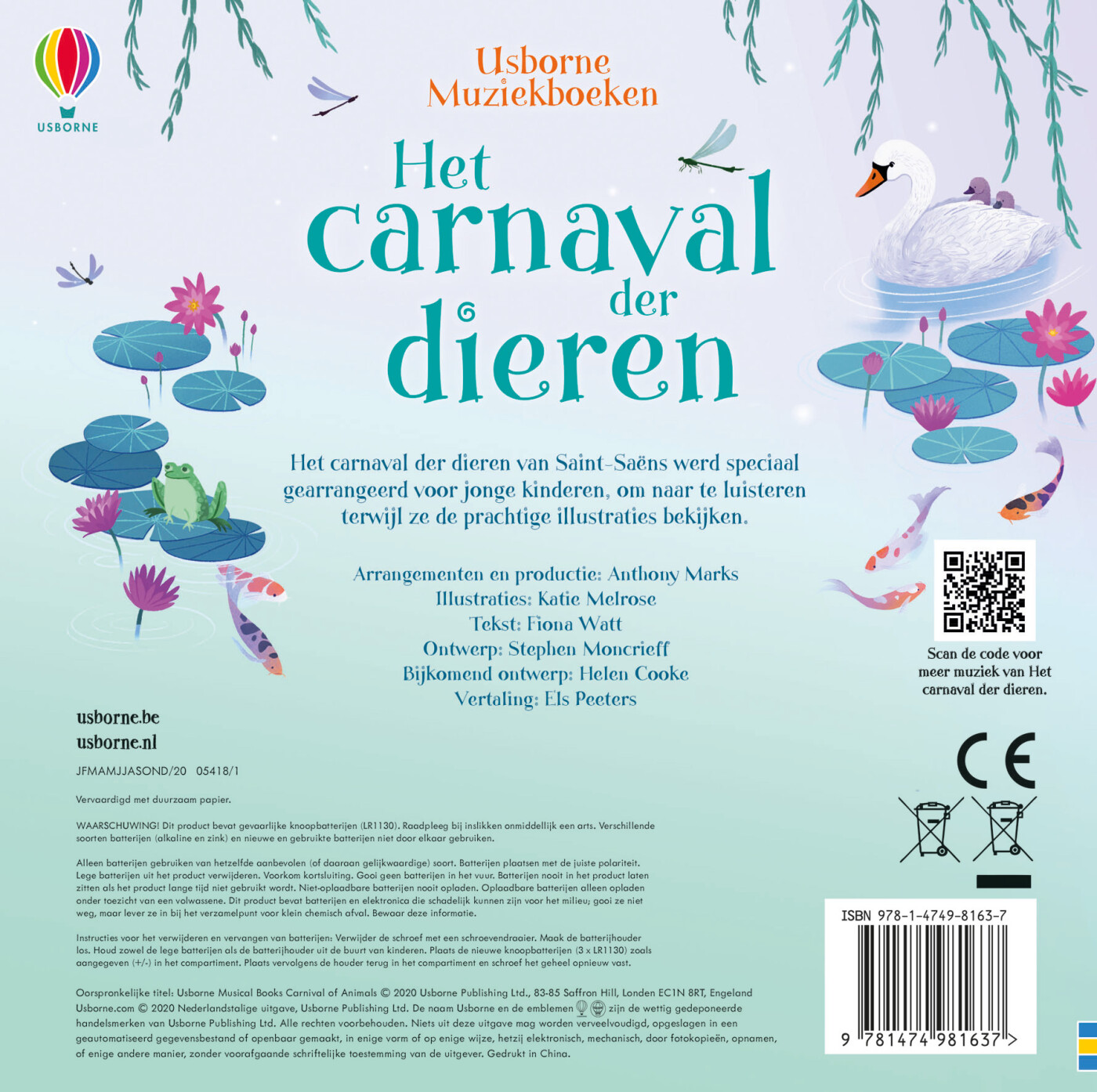 Het carnaval der dieren / Usborne muziekboeken achterkant