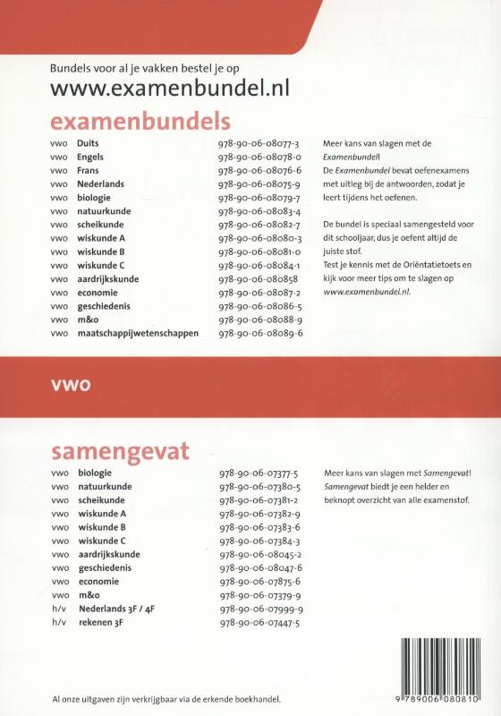 Wiskunde B / Vwo 2014/2015 / Examenbundel achterkant