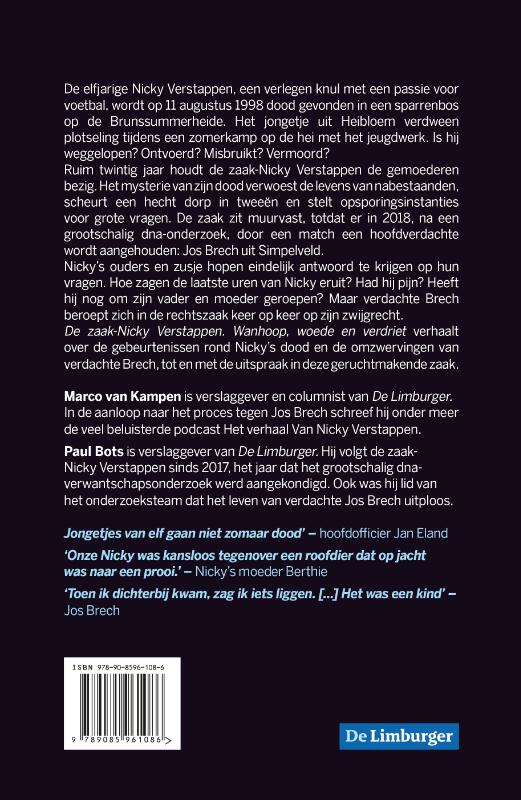 De zaak Nicky Verstappen De zaak Nicky Verstappen achterkant
