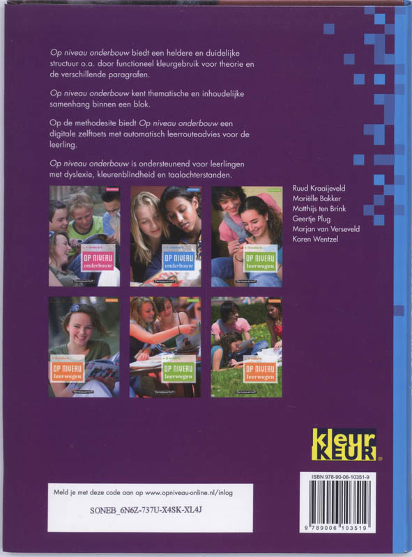 Op Niveau onderbouw Basisboek 2 vmbo-b/k achterkant