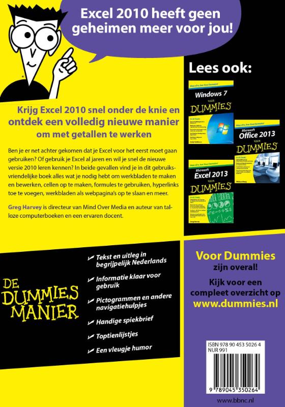 Excel 2010 voor Dummies achterkant