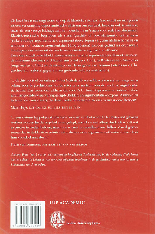 De Redelijkheid van de Klassieke Retorica / LUP Academic achterkant