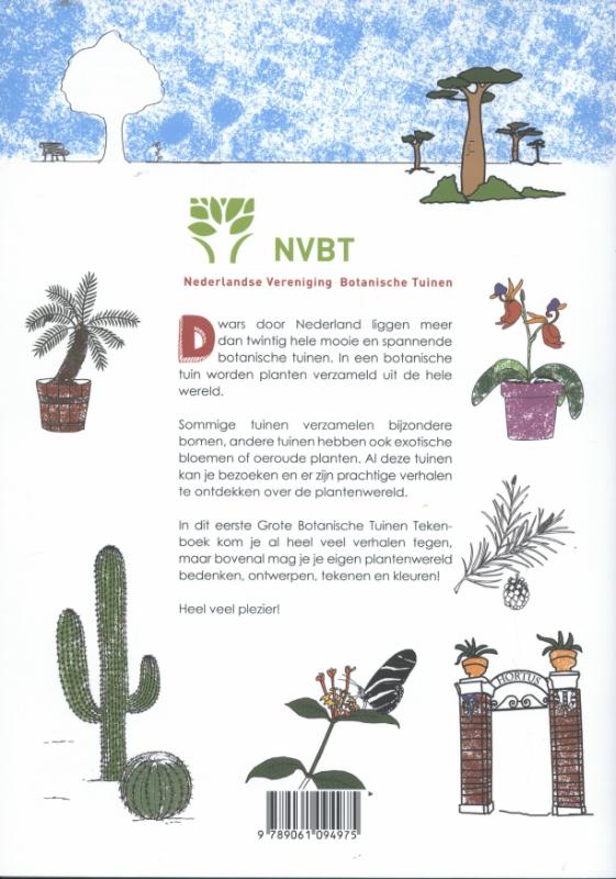 Het grote botanische tuinen tekenboek achterkant