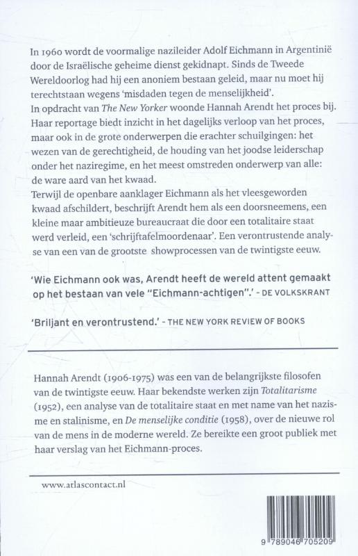 Eichmann in Jeruzalem achterkant