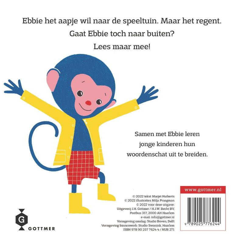 Ebbie onder de paraplu achterkant