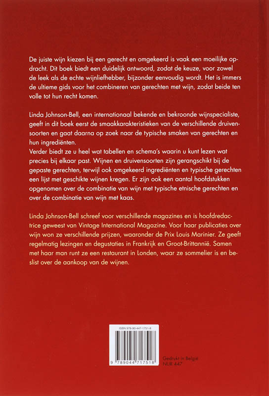 De juiste wijn bij het juiste gerecht achterkant