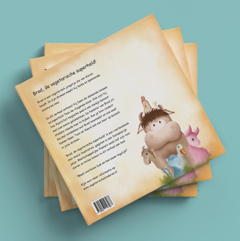 Kinderboek Brad de vegetarische superheld! achterkant