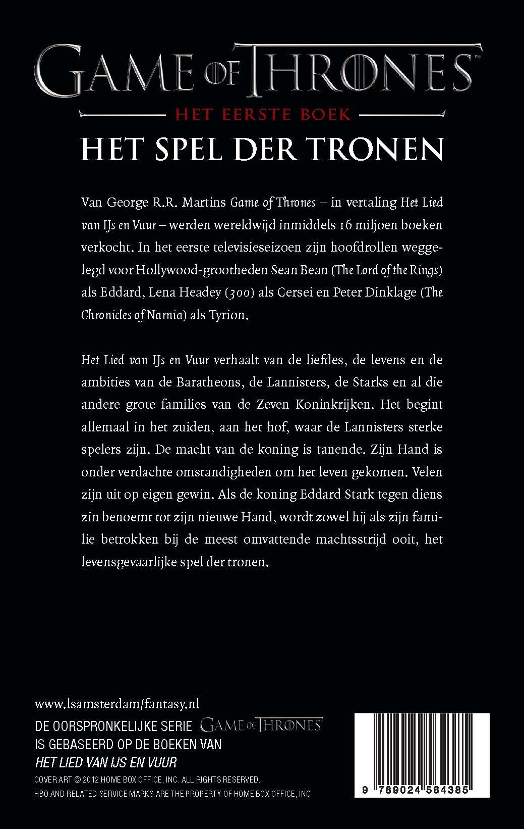 Het Spel der Tronen / Game of Thrones / 1 achterkant