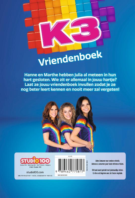 K3 vriendenboek - blauw achterkant
