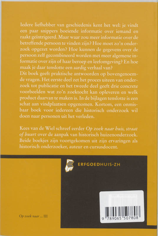 Op zoek naar een biografisch portret in het verleden / Zoekreeks / 3 achterkant