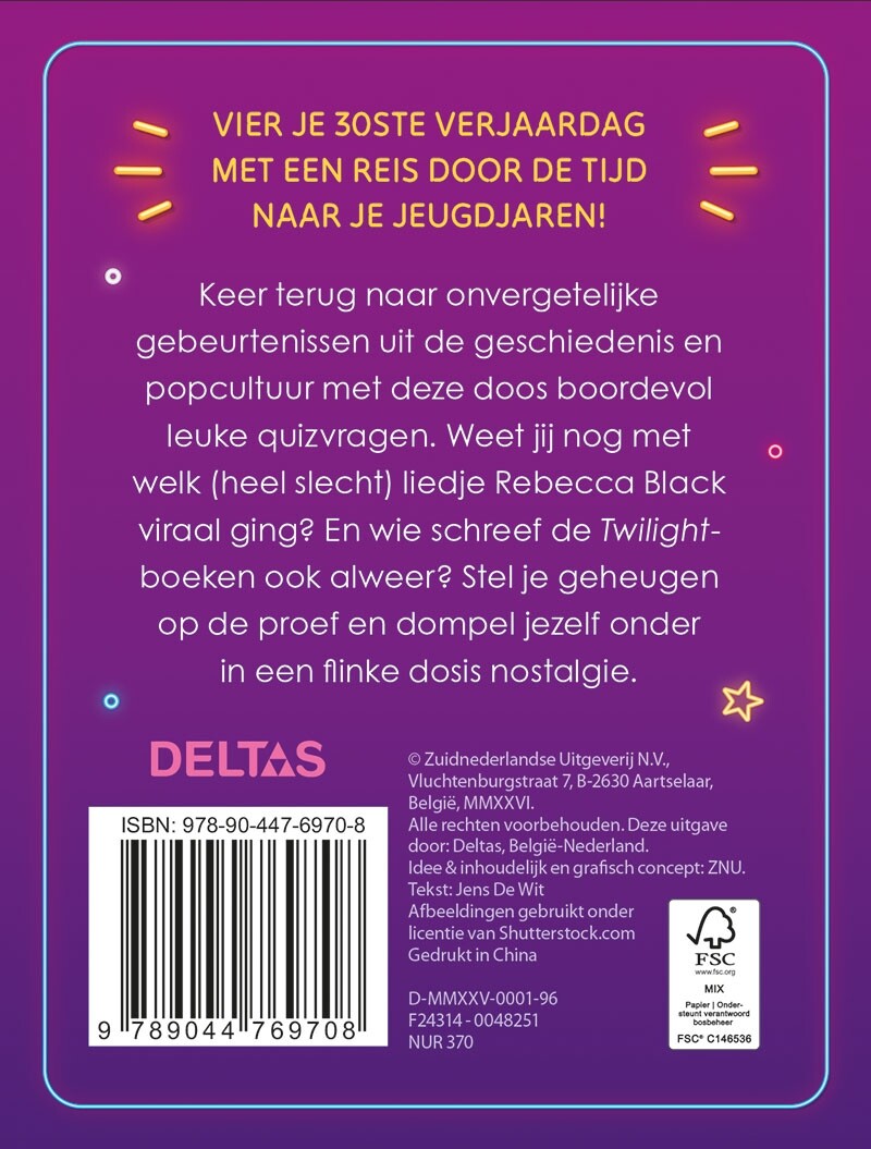 Quiz Hoera 30 jaar! achterkant