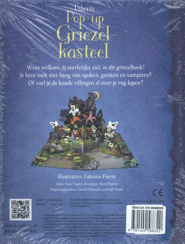 Pop-up griezelkasteel achterkant