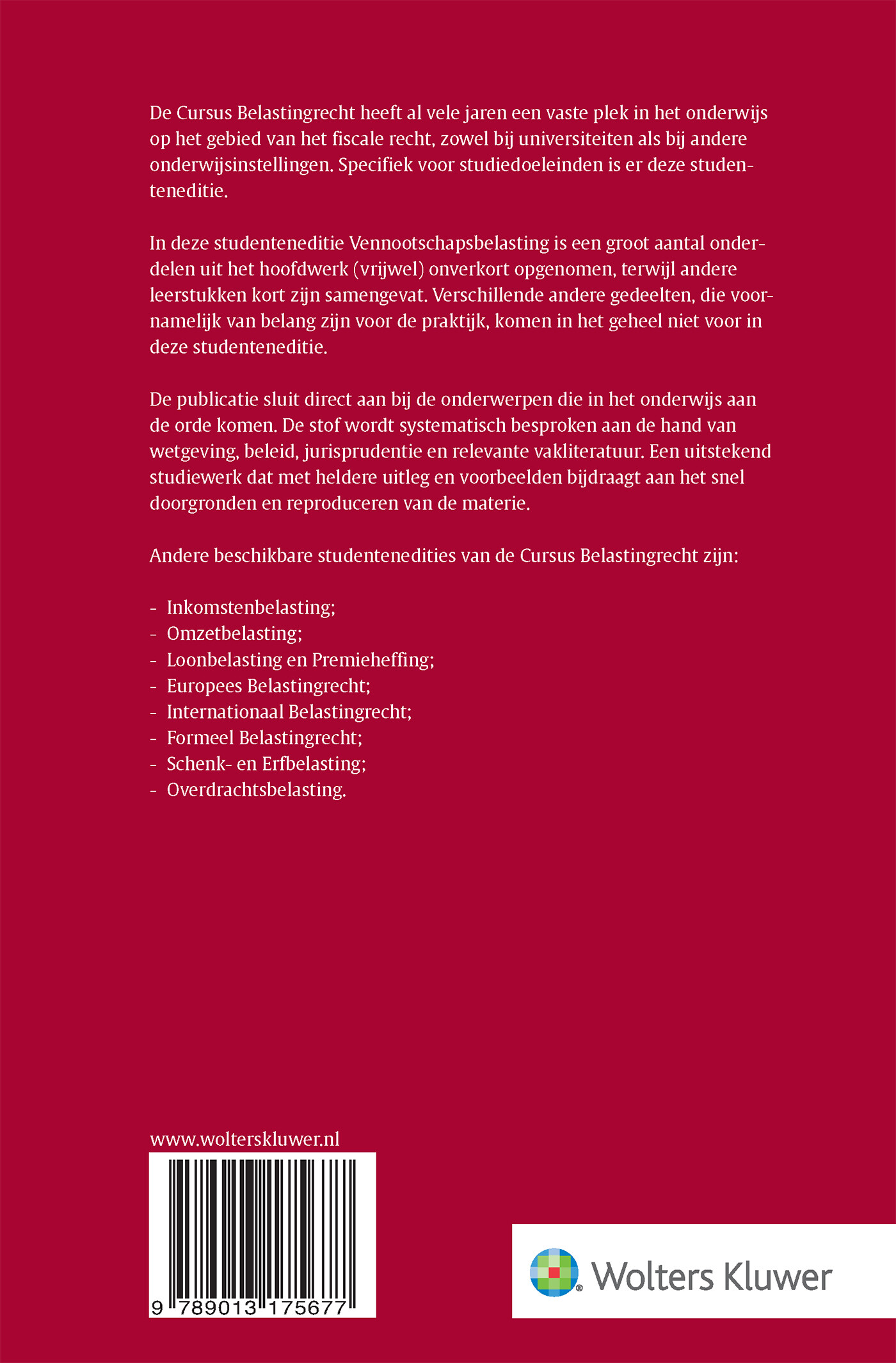 Cursus belastingrecht / 2024-2025 achterkant