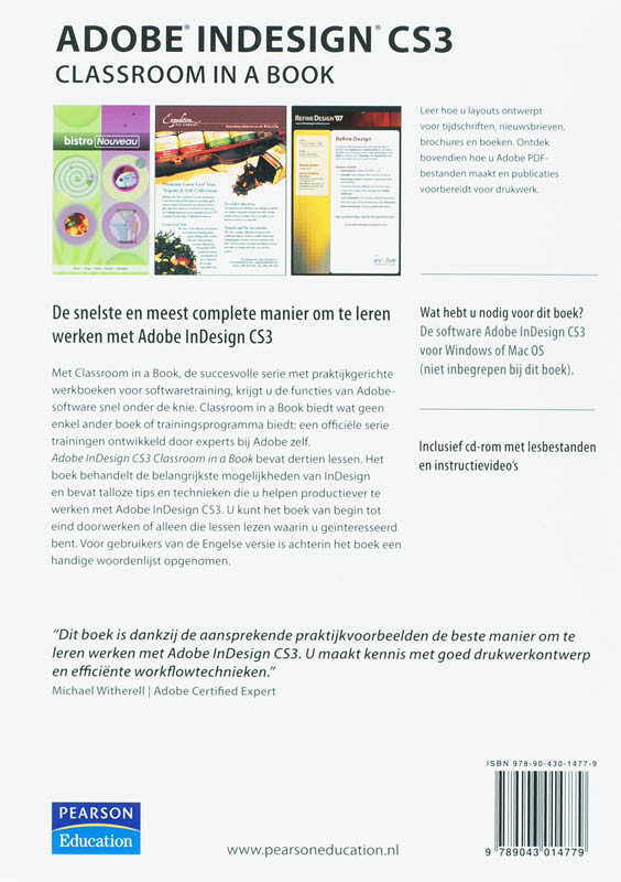 Adobe Indesign CS3 Classroom in a Book / Classroom in a Book achterkant