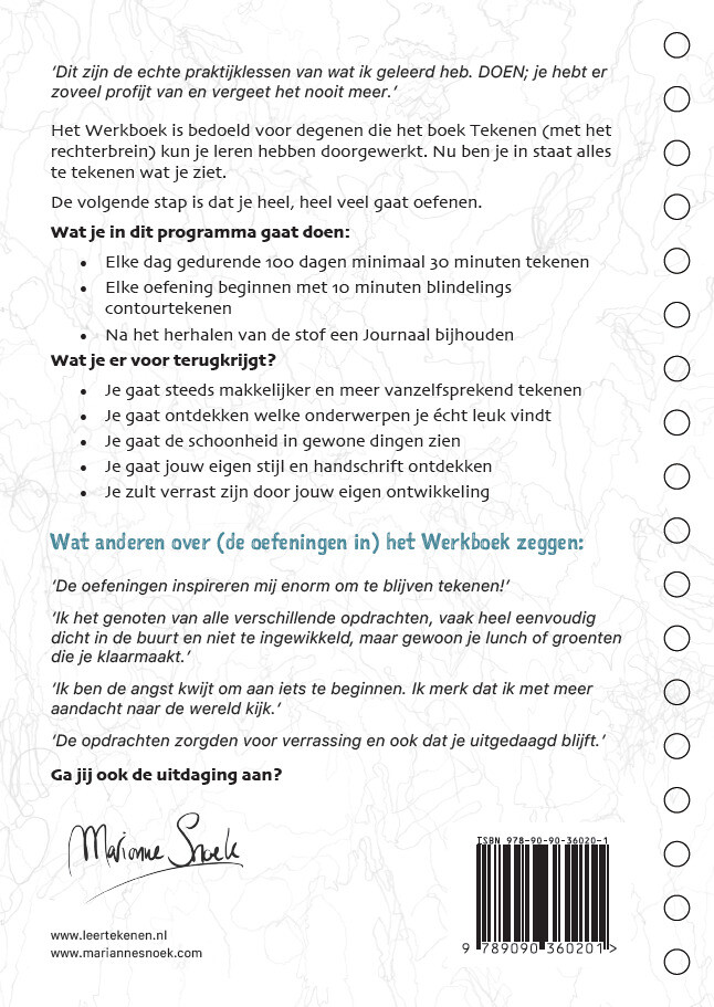 Werkboek Tekenen (met het rechterbrein) kun je leren achterkant