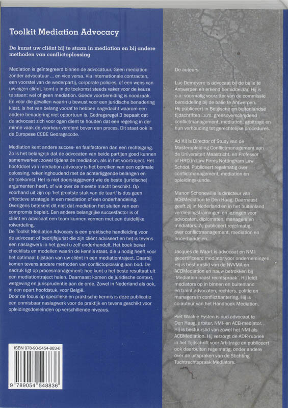 Toolkit Mediation Advocacy achterkant