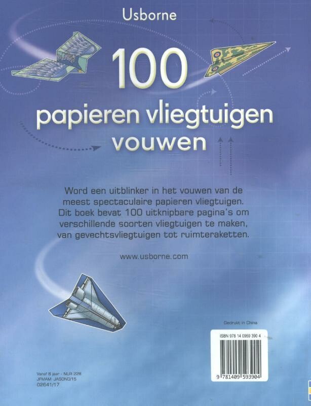 100 PAPIEREN VLIEGTUIGEN VOUWEN achterkant