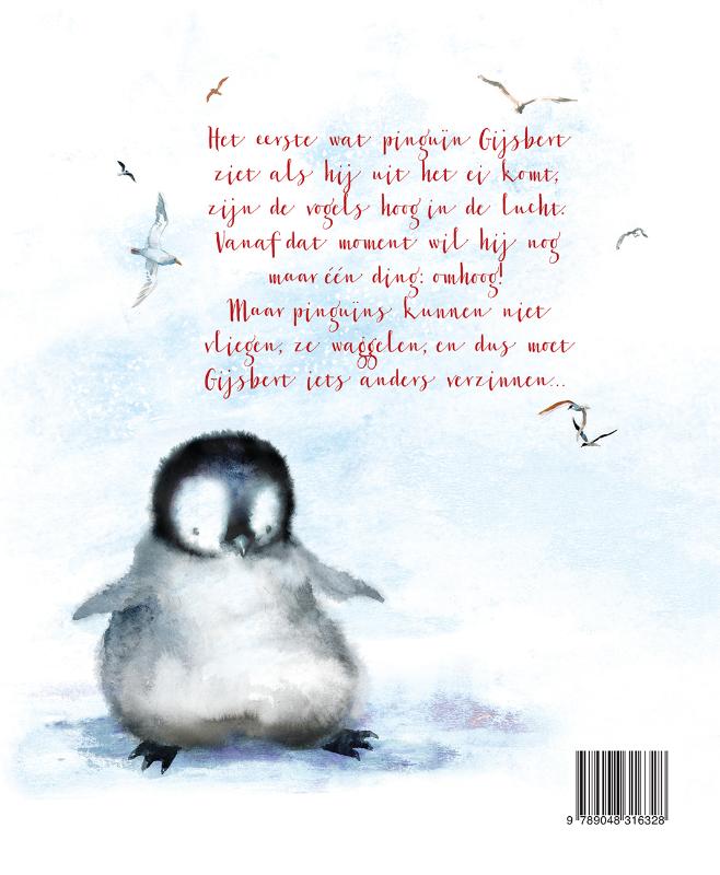 Pinguïn wil vliegen achterkant