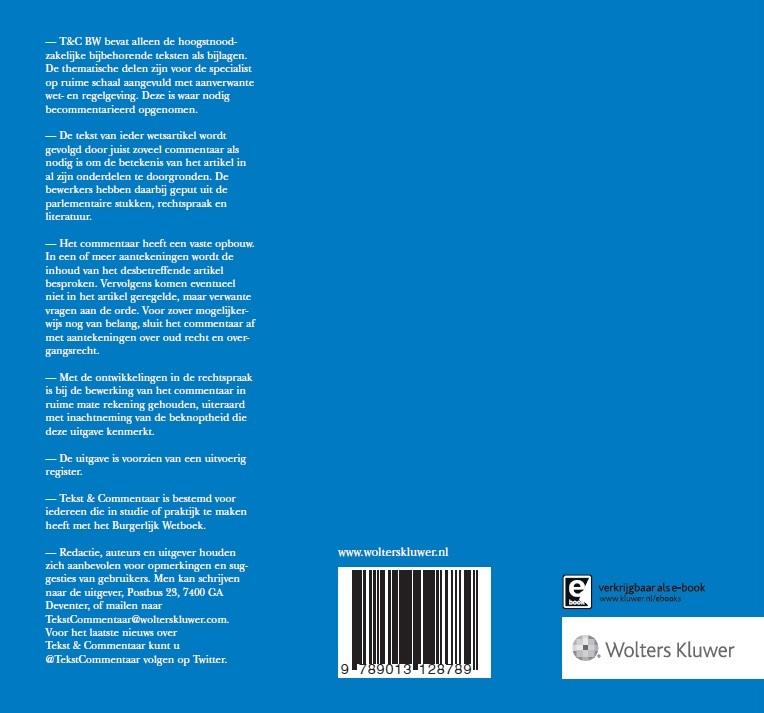 Tekst & Commentaar - Burgerlijk wetboek boek 1 en 2 set 3 ex achterkant