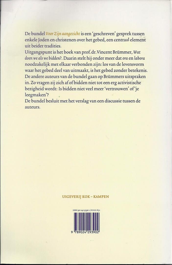 Voor Zijn aangezicht achterkant