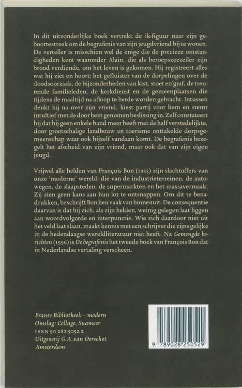 De begrafenis / Franse Bibliotheek achterkant