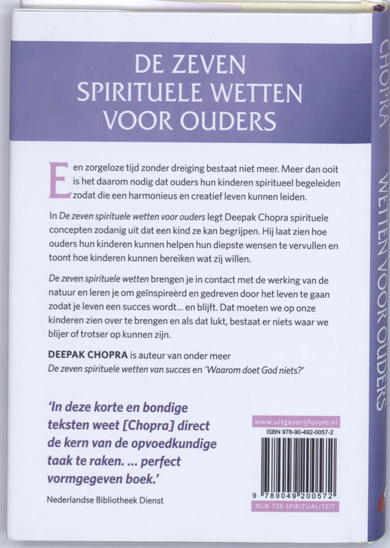 De Zeven Spirituele Wetten Voor Ouders achterkant