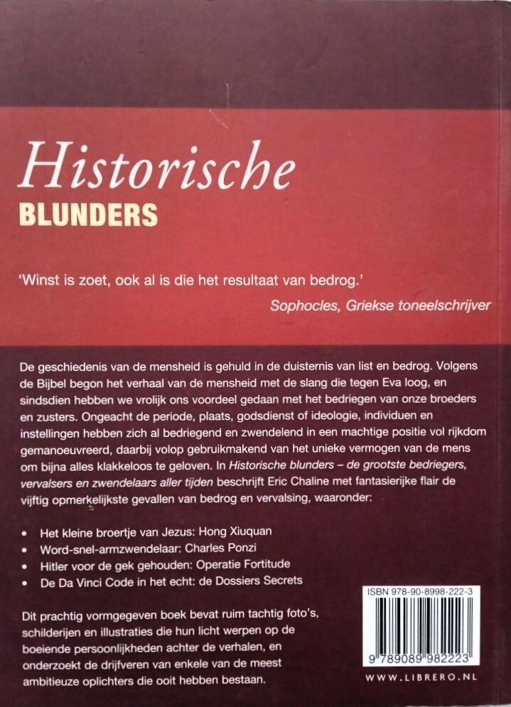 Historische blunders-De grootste bedriegers,vervalsers achterkant