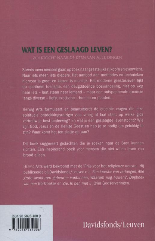 Wat is een geslaagd leven? achterkant