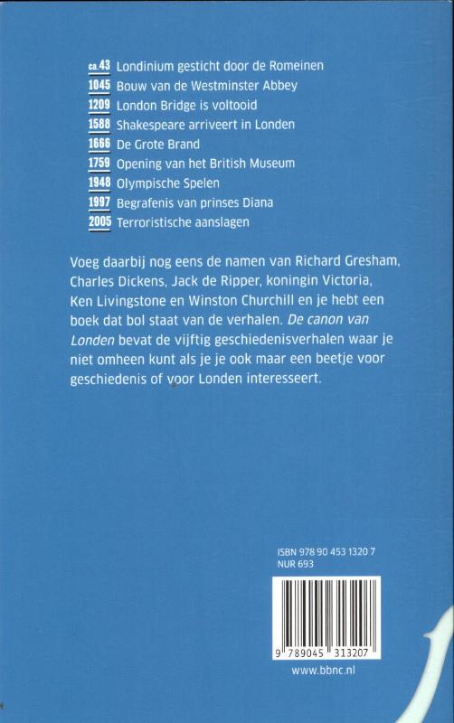 De canon van Londen achterkant